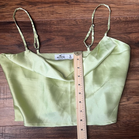 Hollister Women Small Green Cami Crop Top Satin Preppy Colourful Going Out - Picture 3 of 6